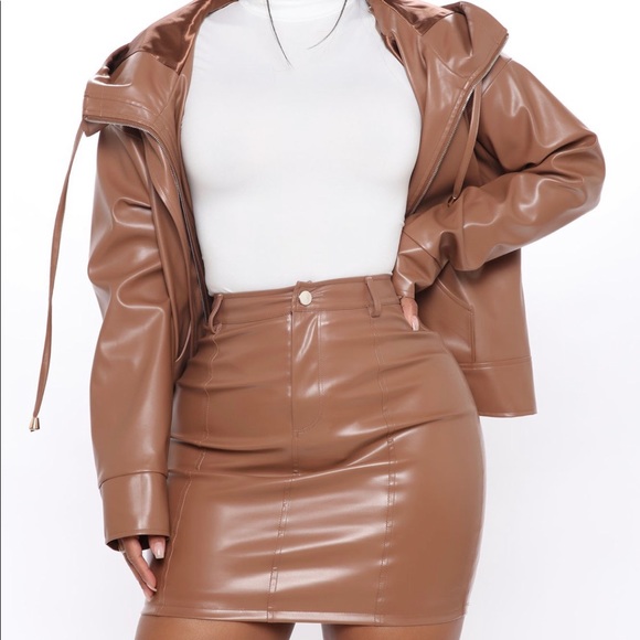 Fashion Nova Dresses & Skirts - 2 Piece Skirt & Hooded Jacket Caramel